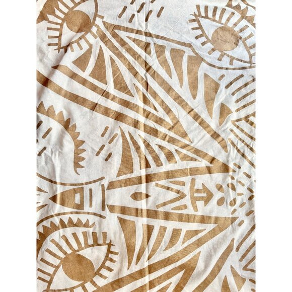 ANTHROPOLOGIE Ivory Gold Mystic Eye Print 100% Cotton 106" x 84" Fabric - Picture 4 of 14